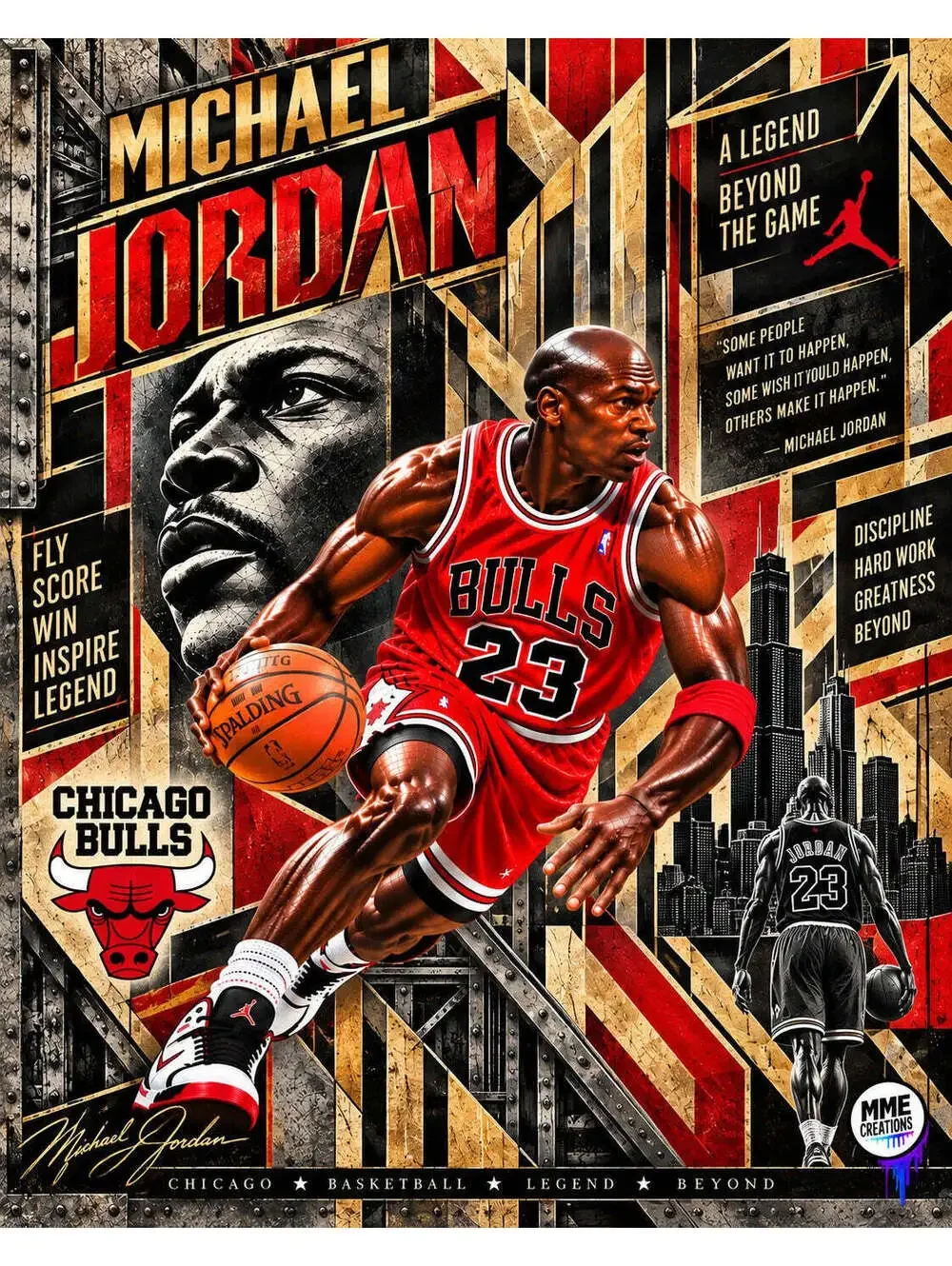 4701 Michael Jordan Industrial × Art Deco AG Collection 8x10 Sports Print